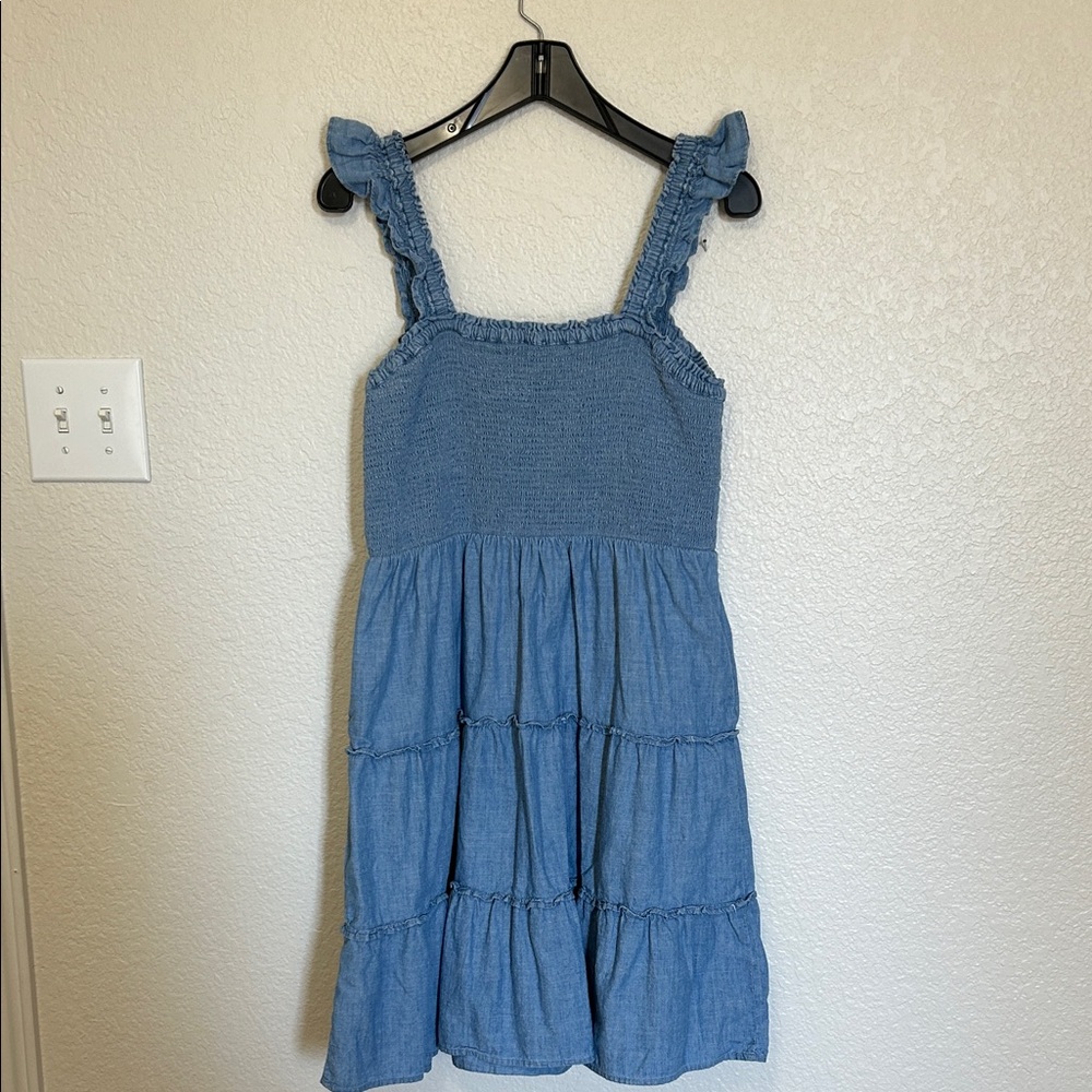 J. Crew Factory Chambray Smocked Casual Dress - Picture 3 of 7